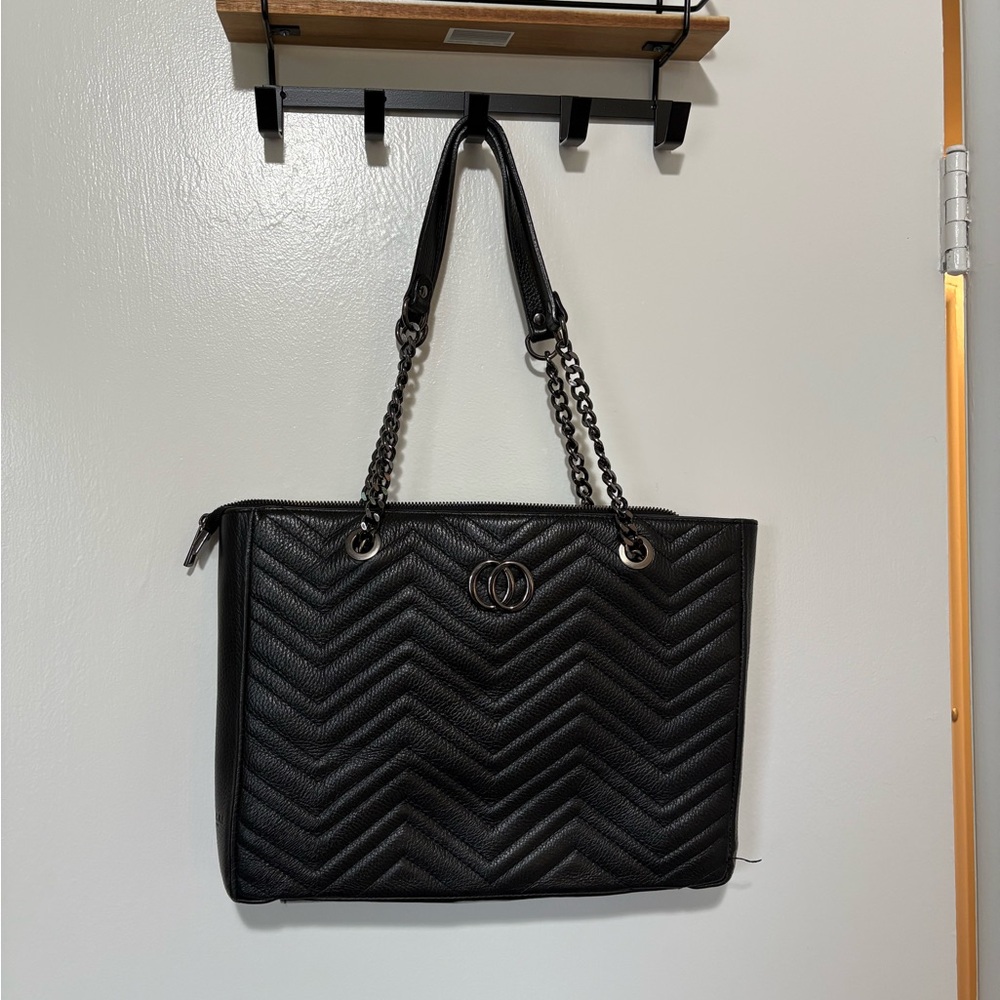 Elegant Black Quilted Tote Bag